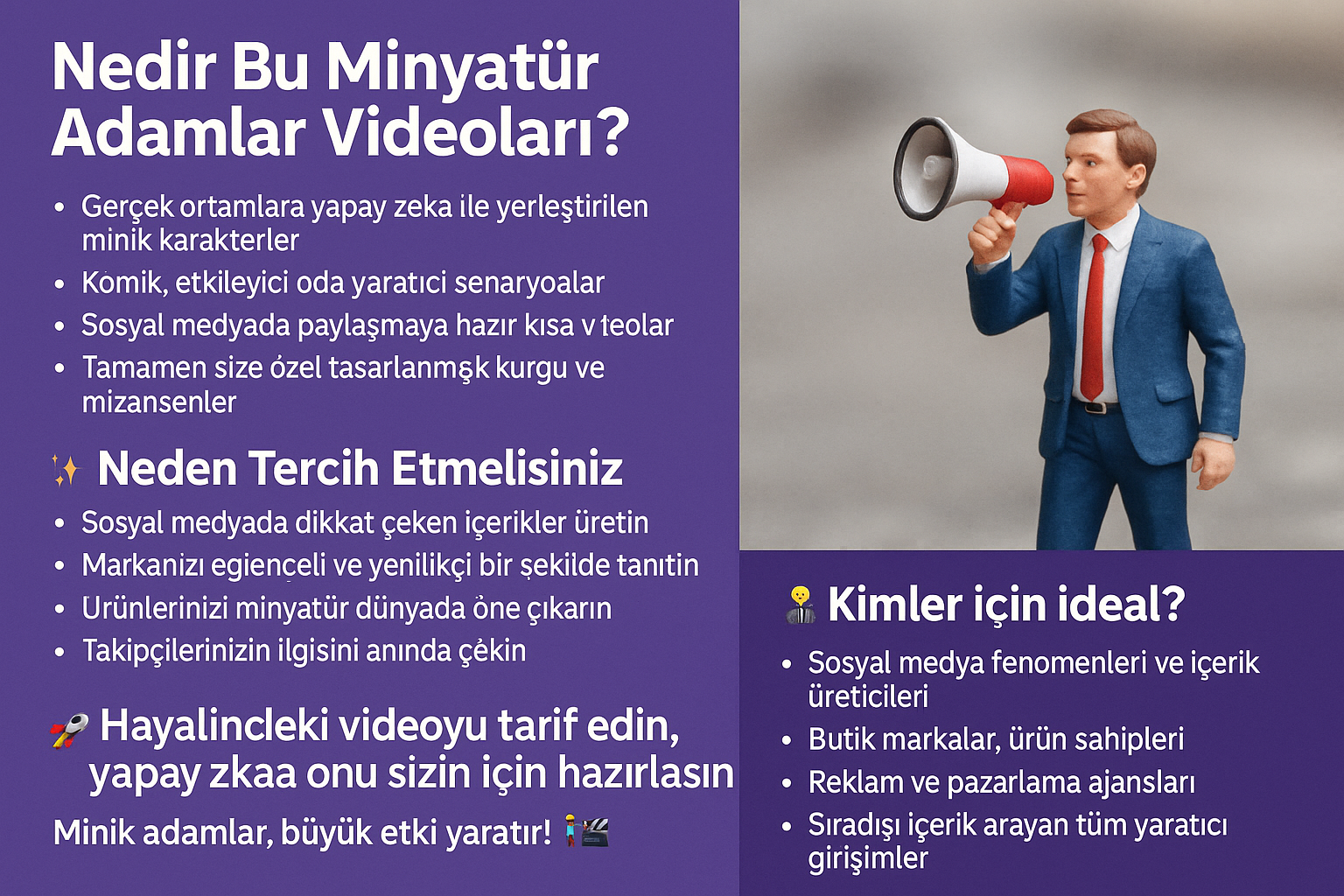 Yapay Zeka ile Hazırlanan Minyatür Adamlar Videoları